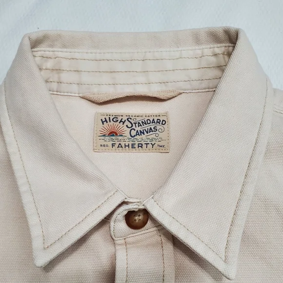 Faherty Sunwashed Organic Cotton CPO Shirt Jacket Sea Salt Mens XL - Picture 5 of 14